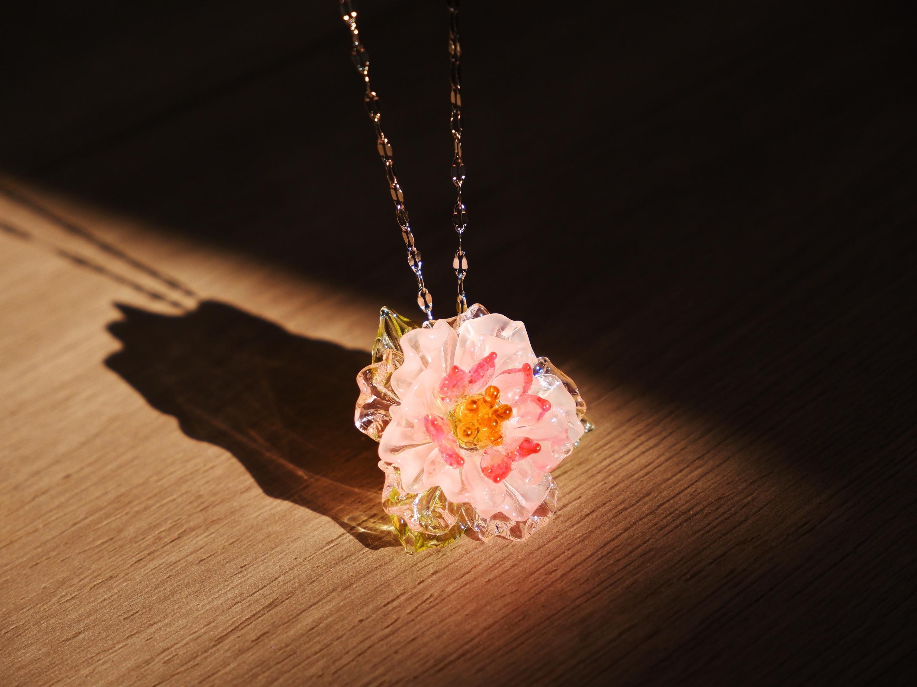 Glass Flower Necklace - Etsy