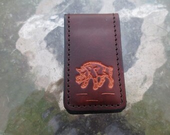 Handmade Money Clip Stamped with a Wild Boar.