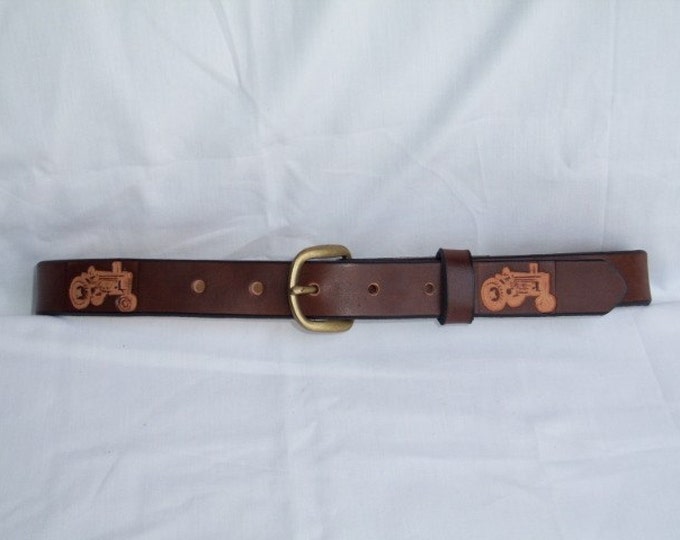 Child's Leather Belt With Tractors Etsy
