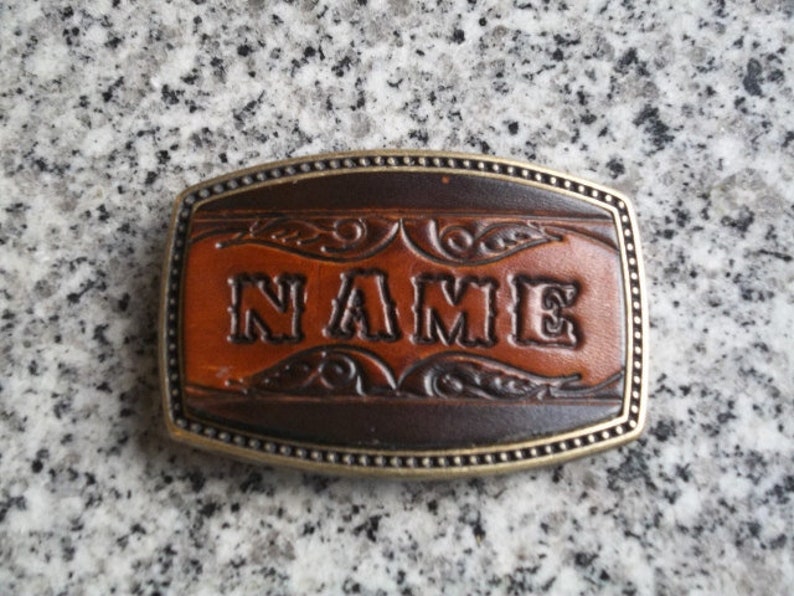 Leather Name Buckle-Made to be personalized with up to 5 letters image 1