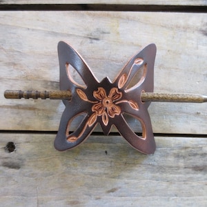 Leather Butterfly Barrette with Dogwood