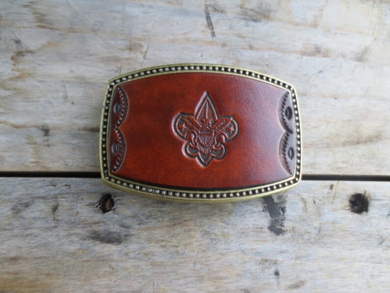 Leather Belt Buckle With Boy Scout Emblem Etsy Canada