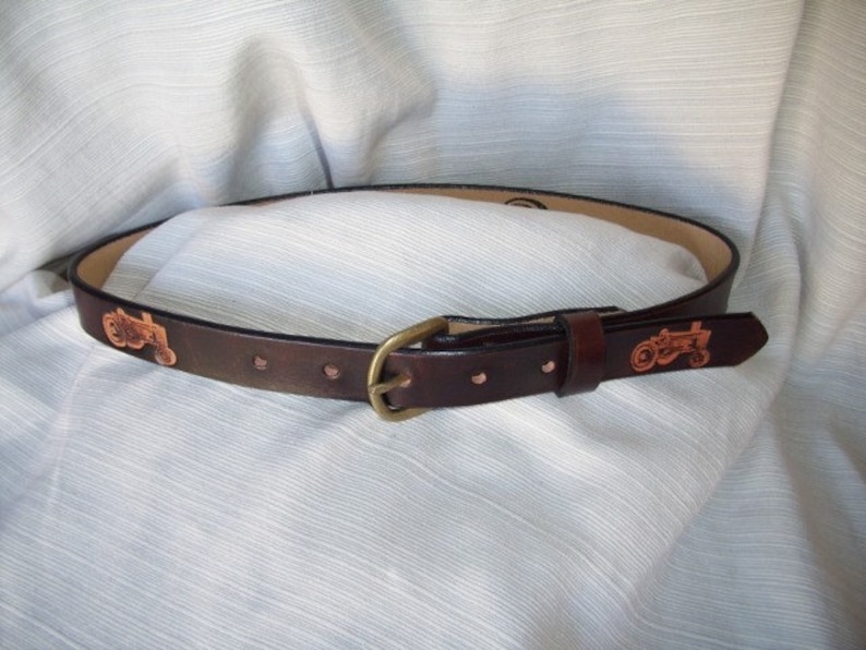 Child's Leather Belt With Tractors Etsy
