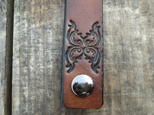 Leather Name Bracelet  with Scroll Design (please see description for…