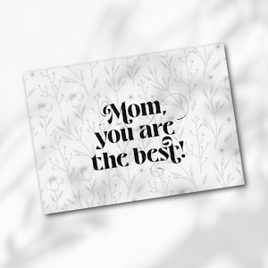 Tarjeta del Día de la Madre con un precioso diseño floral vintage y letras especiales. ¡El regalo perfecto para mamás!