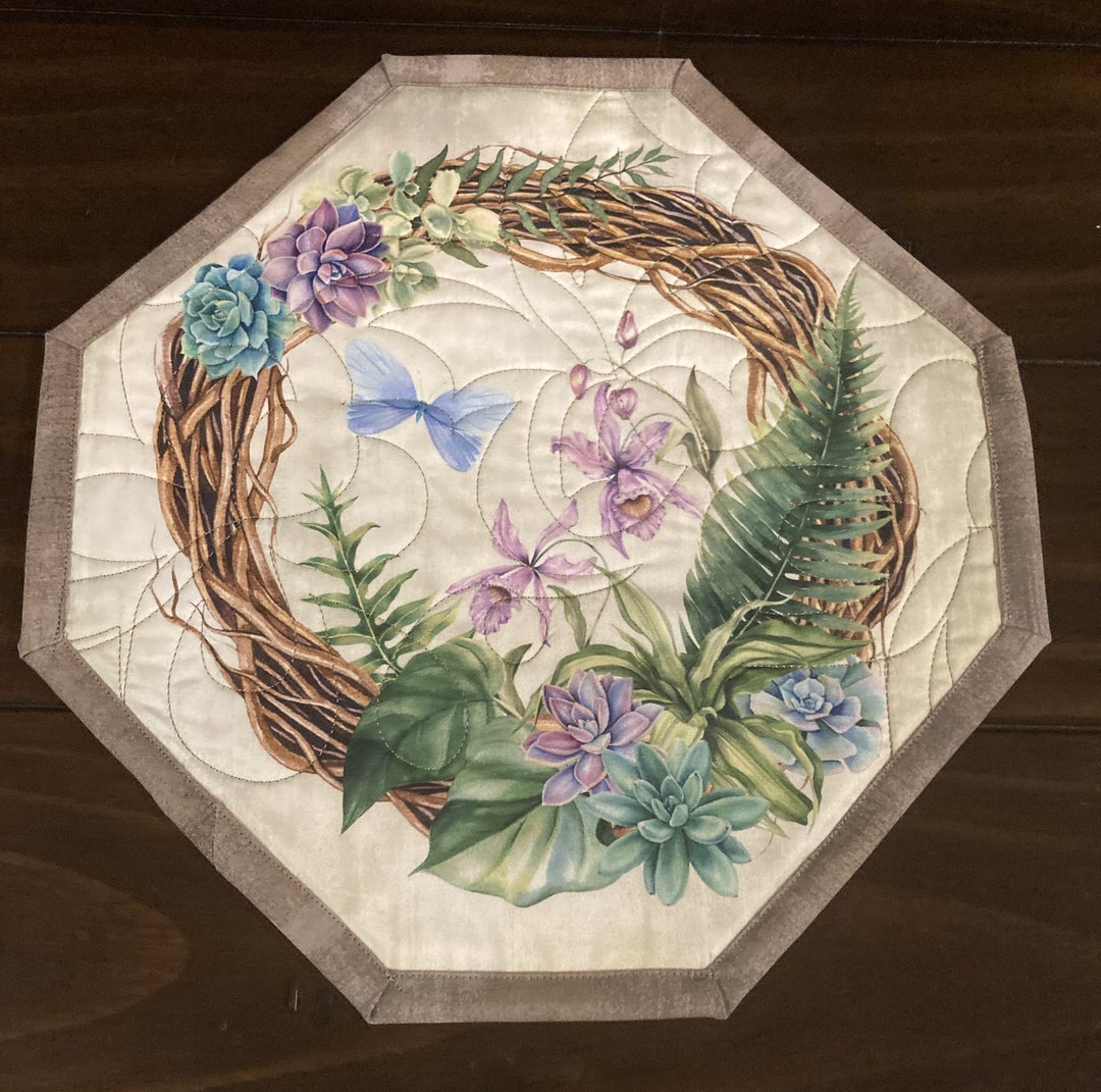 April Topper April Nature's Serenity Octagon Quilted Table Topper - Etsy