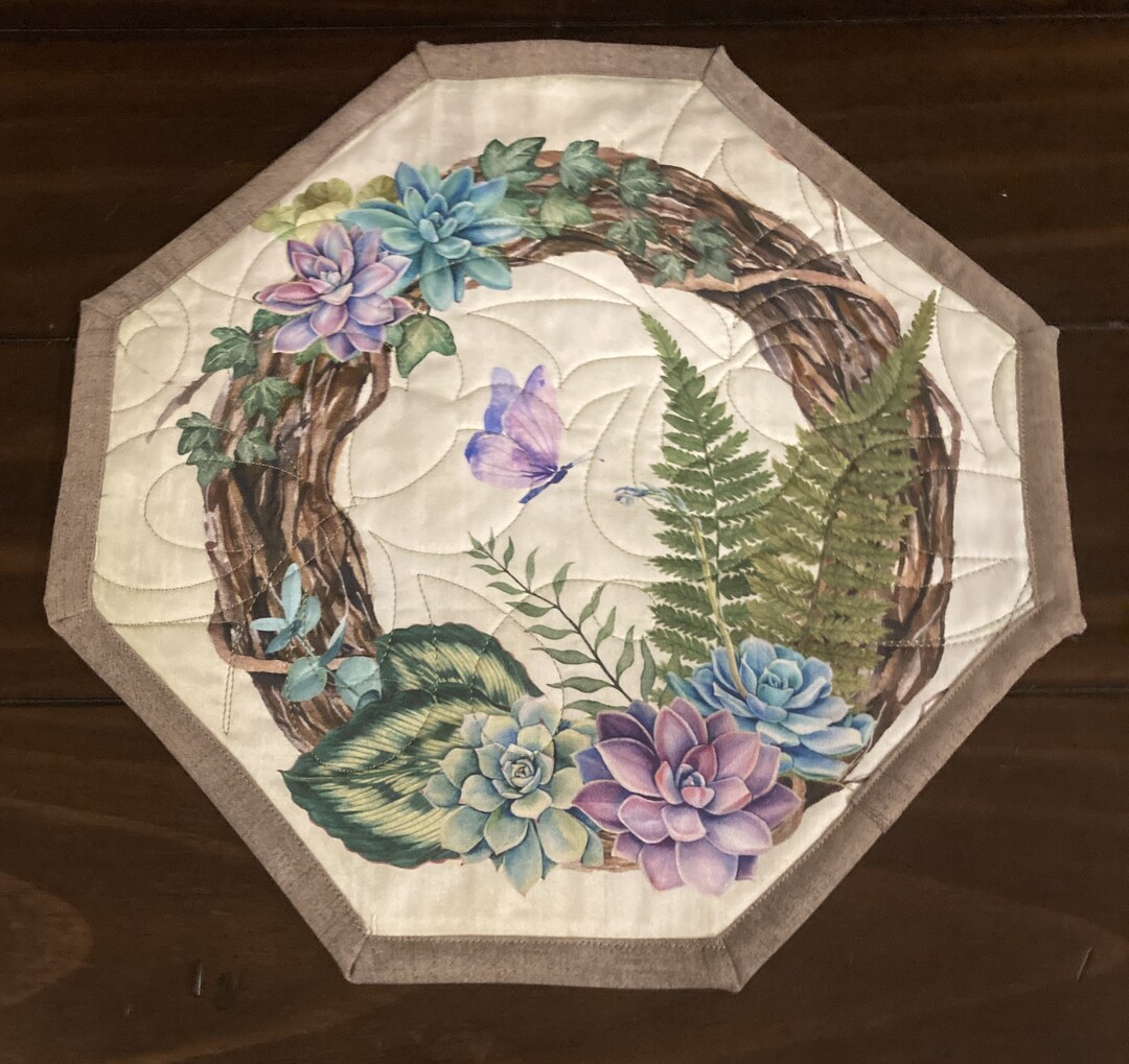 April Enchanted Garden Octagon Quilted Table Topper - Etsy