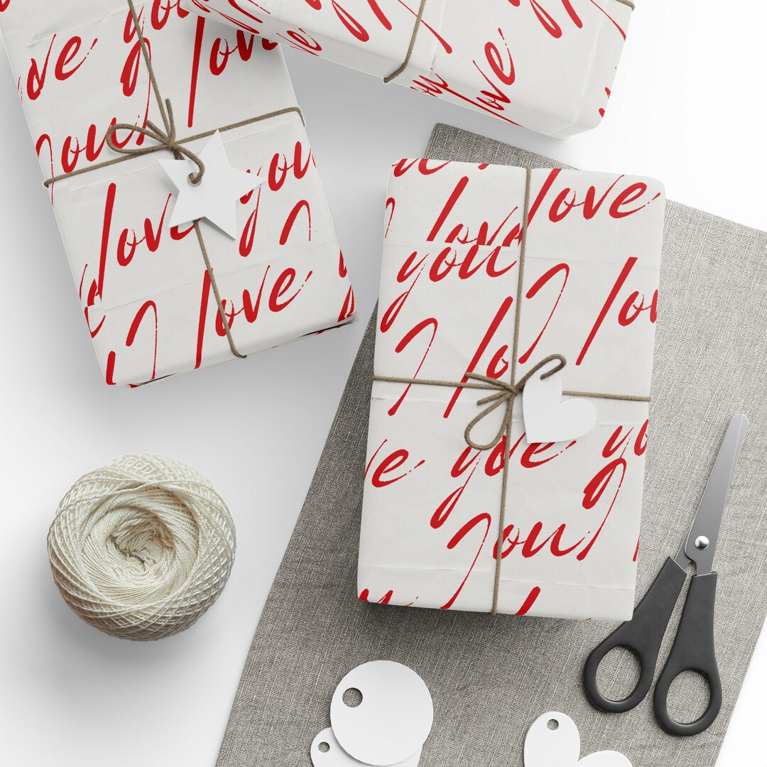 Love Script Wrapping Paper | Red Handwritten Love Pattern - Etsy