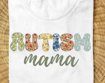 Vintage Autism Mama PNG | Autism Awareness Sublimation Design Clipart Groovy
