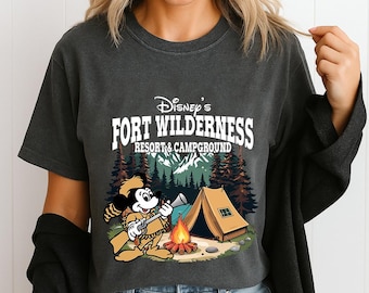 Disney's Fort Wilderness Resort & Campground Shirt, Mickey and Friends Fort Wilderness Happy Camper Tee, 90’s Disney World Shirt