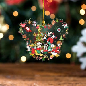Mickey And Friends Christmas Ornament, Disney Merry Christmas Ornament, Mickey Mouse Ornament Hanging, Disney Christmas Decor Thdso-6