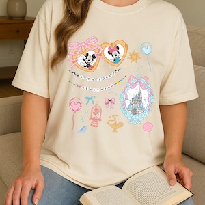 Coquette Bow Mickey Minnie Tee, Coquette Bow Magic Kingdom Shirt, Vintage Disney Castle shirt, Disneyland shirt, Disneyworld Shirt Th-vtn-2