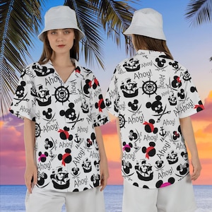 Disney Mickey Mouse Pirate Hawaii Shirt, Pirates of The Caribbean Mickey Mouse Ahoy Button Up, Mickey Pirate Beach Hawaiian Shirt Thds-32