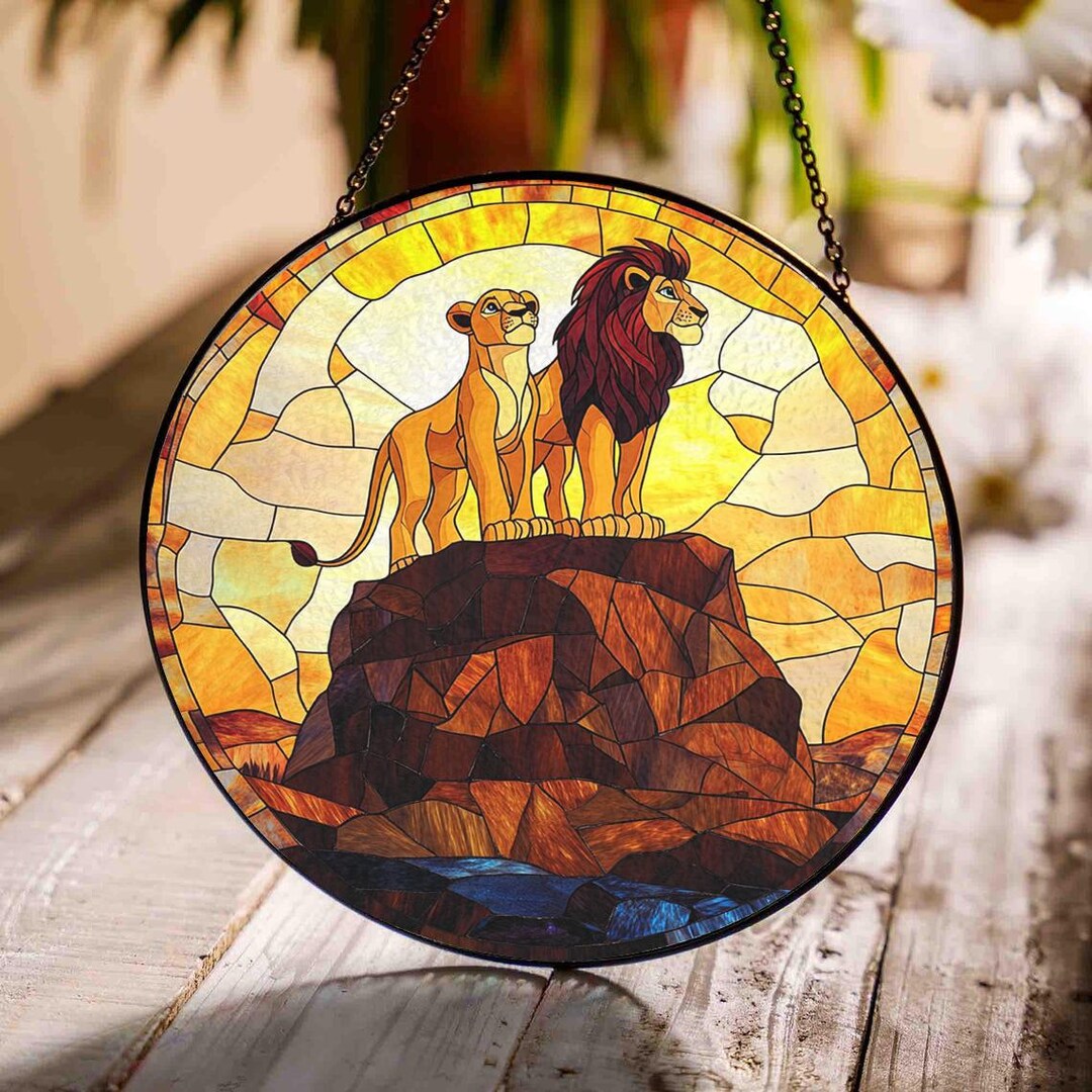 The Lion King Stained Glass Suncatcher, Simba Mufasa Glass Suncatcher ...