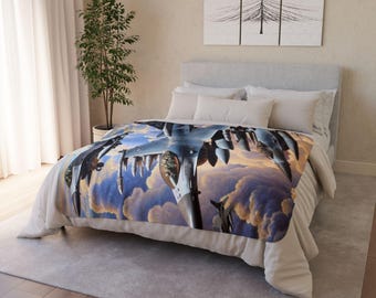 F-16 Fighter Jet Sherpa Blanket, Aviation Decor
