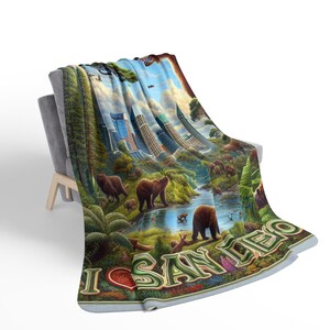 San Diego Fleece Sherpa Blanket, California Travel Gift image 2