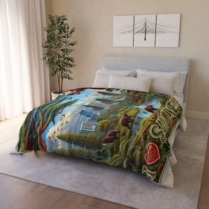 San Diego Fleece Sherpa Blanket, California Travel Gift image 1