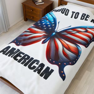 American Flag Butterfly Comforter: Velveteen Plush Patriotic Bedding