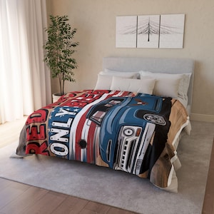 Sherpa Blanket, Patriotic Rednecks Bleed Red White and Blue, USA Flag Throw, Cozy Room Decor, Gift for American, Independence Day, Fourth of
