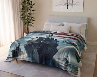 USA Navy Blanket, Patriotic Military Throw, Veteran Gift