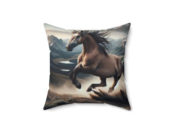 Wild Horse Square Pillow – Western Home Decor Throw Cushion