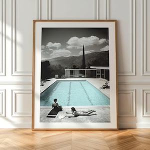 Fotografia vintage in bianco e nero Stampa Palm Springs / Estetica estiva retrò / Arredamento glamour di Hollywood