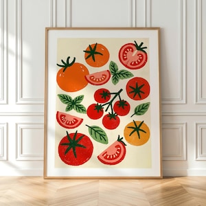 Vibrant Tomato Art Print, Mediterranean Kitchen Wall Art, Modern Food Décor