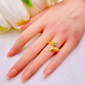 18K Gold Plated Star Ring: Zircon Asymmetrical Open Ring