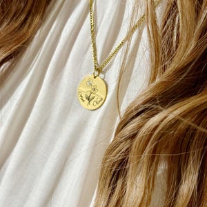 Personalized Birth Flower Name Necklace with Birthstone | Custom Text Engraved Waterproof Hypoallergenic Jewelry