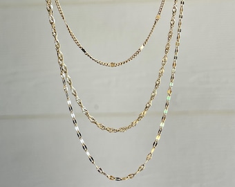 18K Gold Plated Layered Necklace Stacking Chain Set Hypoallergenic Dainty Minimalist Jewelry