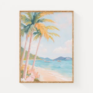 Koh Samui Beach Kunstdruck, Pastell Thailand Lotus Wanddekoration, Tropisches Meer Poster, Weiße Sand Insel Reisegeschenk, Ruhige Küsten Szene