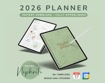 2026 Digital Planner for Goodnotes, Notability, iPad • Minimalist Modern Vertical • Dated • Apple & Google Calendar