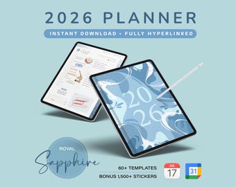 2026 Digital Planner for Goodnotes, Notability, iPad • Minimalist Modern Vertical • Dated • Apple & Google Calendar