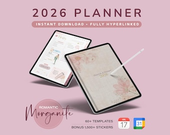 2026 Digital Planner for Goodnotes, Notability, iPad • Minimalist Modern Vertical • Dated • Apple & Google Calendar