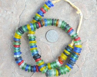 Ghana Glass Disk Beads: Multicolored