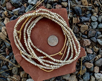 Old Small Glass Beads: Off White -3 Strands