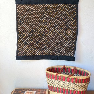 Hand Made Vintage African Kuba Cloth Wall Hanging 26&quot;x28&quot;