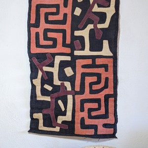 Hand Made African Kuba Cloth Wall Hanging 23&quot;x44&quot;