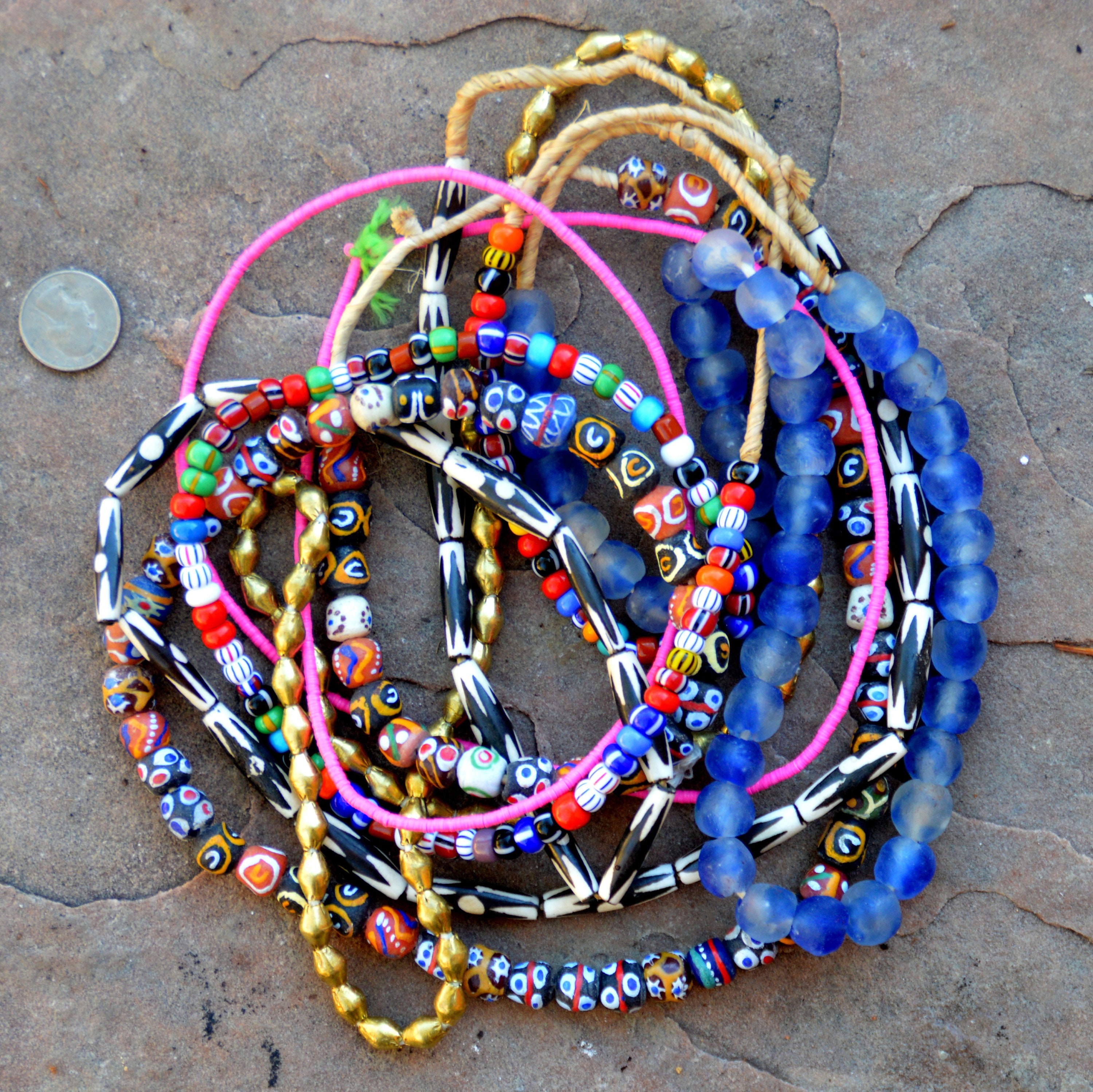 African Bead Sampler 6 Strands Etsy