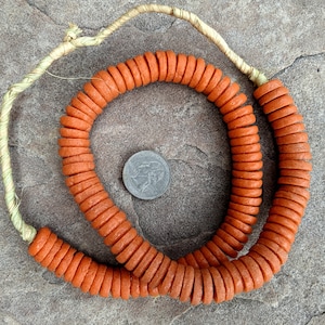 Krobo Disk Spacer Beads: Orange