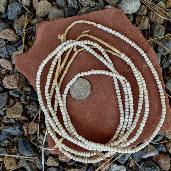 Old Small Glass Beads: Off White -3 Strands