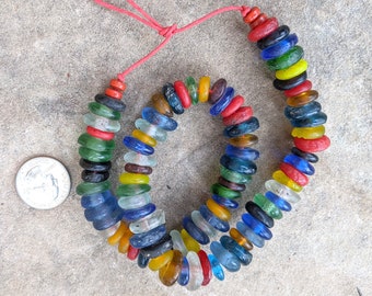 Ghana Glass Disk Beads: Short Strand