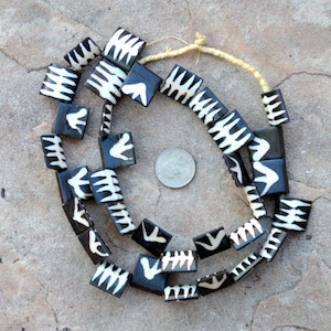 African Flag Bone Beads 20x22mm
