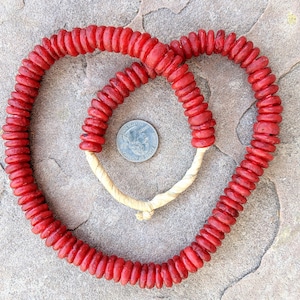 Ghana Glass Disk Beads: Orange/Red