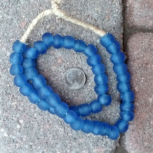 Ghana Glass Beads: Blue 10x13mm