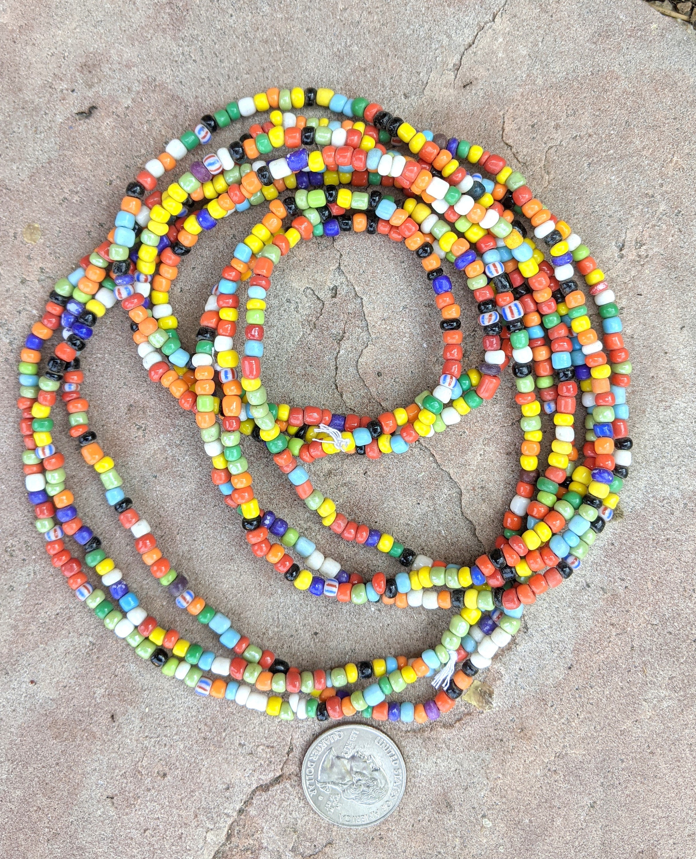 Assorted Small Ghana Glass Beads 10 Strands