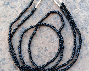 Small Glass Beads: Black -2 Strands