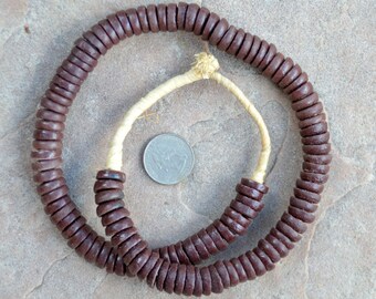 Krobo Disk Spacer Beads: Brown