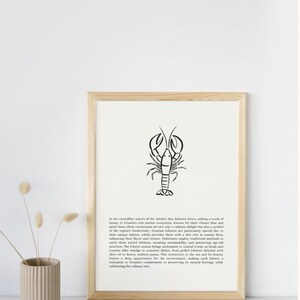 Croatian Lobster Marine Life Digital Poster - Minimalist Ocean Art Print INSTANT DOWNLOAD