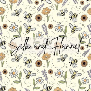 Bumble Bees Floral Seamless Pattern Hand Drawn PNG Download Digital Paper Sublimation Fabric Surface Design Spring Flowers Yellow
